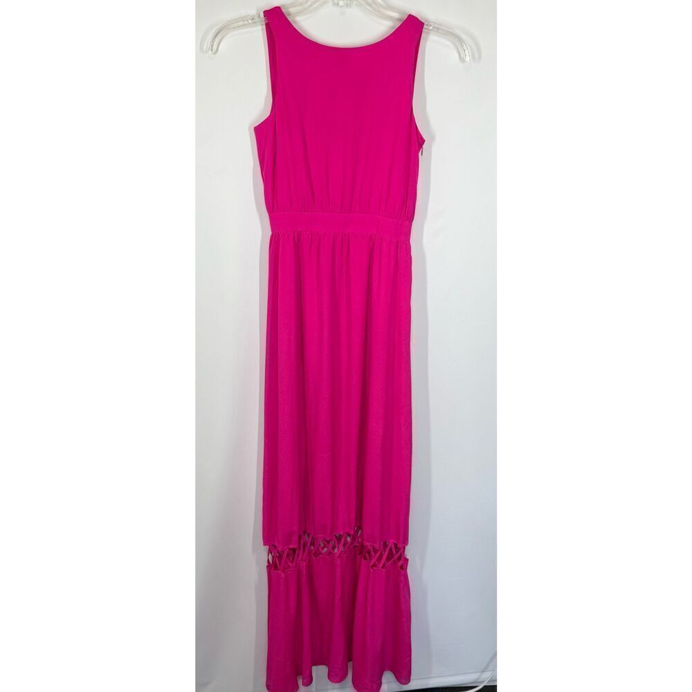 Gianni Bini Lattice Back Maxi dress hot pink size 0